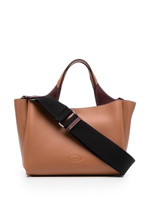 Tod's logo-charm leather tote bag - Brown