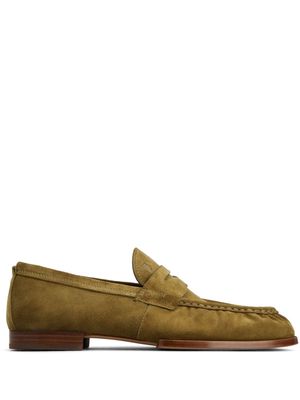 Tod's logo-debossed suede loafers - Green