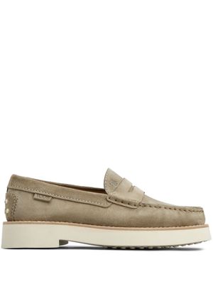 Tod's logo-debossed suede loafers - Neutrals