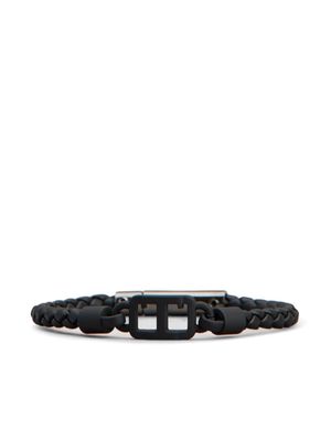 Tod's logo-engraved braided leather bracelet - Black