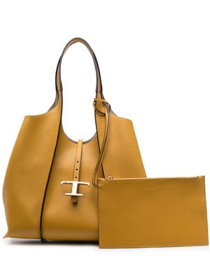 Tod's logo hardware leather tote bag - Yellow