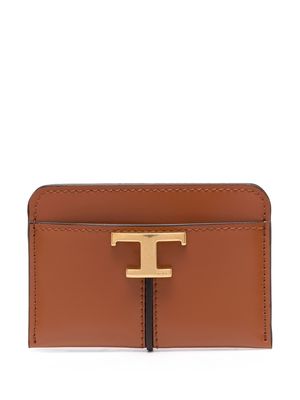 Tod's logo-plaque leather card holder - Brown