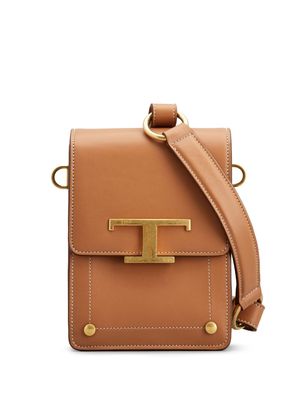 Tod's logo-plaque leather crossbody bag - Neutrals