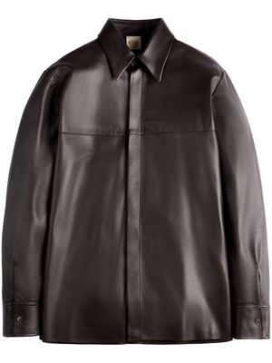 Tod's long-sleeve leather shirt - Brown