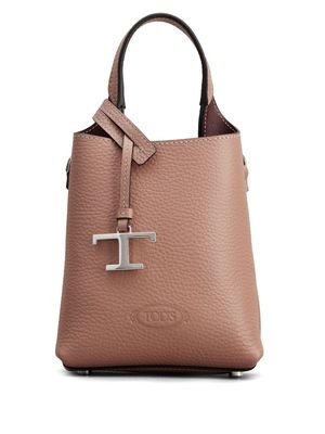 Tod's micro logo-pendant leather tote bag - Brown