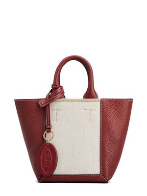 Tod's mini colour-block leather tote bag - Red