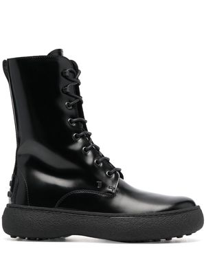 Tod's polished lace-up ankle boots - Black