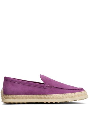 Tod's raffia-sole suede loafers - Purple