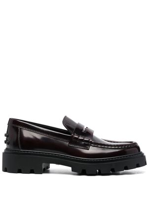 Tod's semi-patent leather loafers - Red