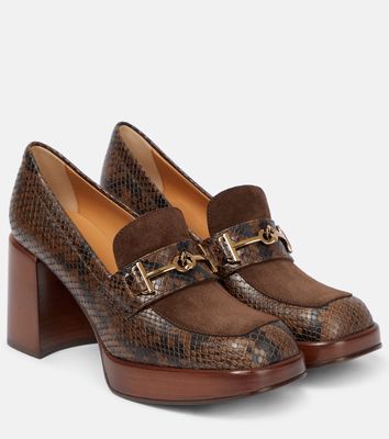 Tod's Snake-effect leather loafer pumps