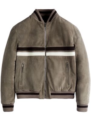 Tod's striped suede bomber jacket - Neutrals