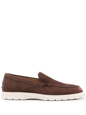 Tod's suede almond-toe loafers - Brown