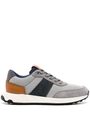 Tod's suede-panel ribbed sneakers - Grey