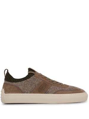 Tod's suede panelled low-top sneakers - Brown