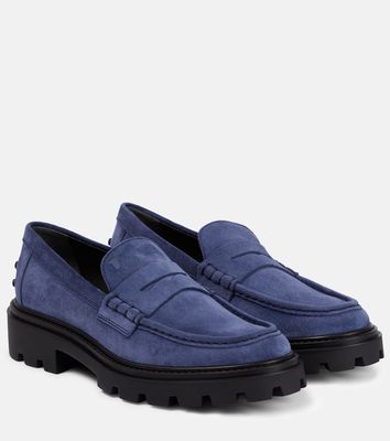 Tod's Suede platform penny loafers