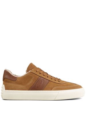 Tod's suede shearling-lined sneakers - Brown