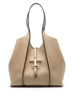 Tod's T-plaque leather tote bag - Neutrals
