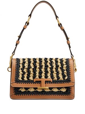 Tod's T Timeless raffia shoulder bag - Brown