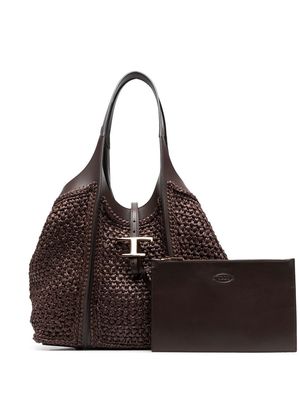 Tod's T Timeless woven tote bag - Brown
