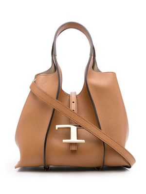 Tod's Timeless logo-plaque tote bag - Brown