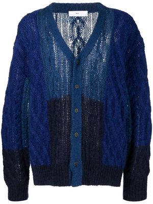 Toga colour-block cable-knit cardigan - Blue