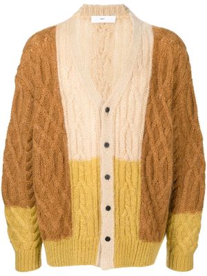 Toga colour-block cable-knit cardigan - Yellow