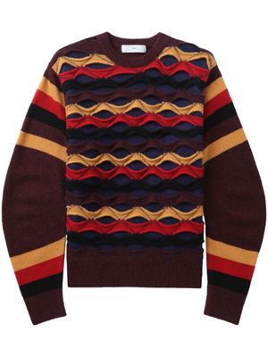Toga colour-block layered open-knit jumper - Brown