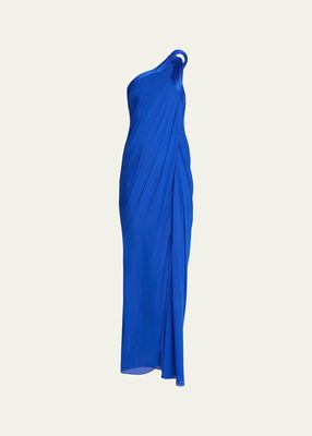 Toga Draped Chiffon Gown