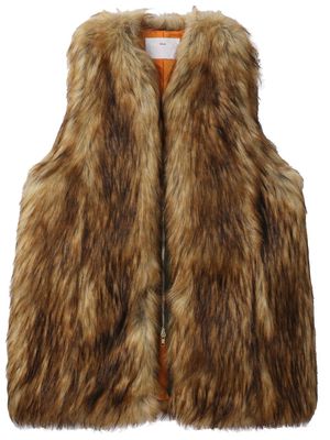 Toga faux-fur design zip-up vest - Brown