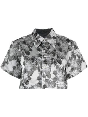 Toga floral-print cropped shirt - Black