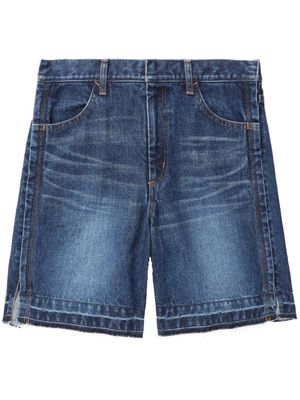 Toga frayed high-rise denim shorts - Blue