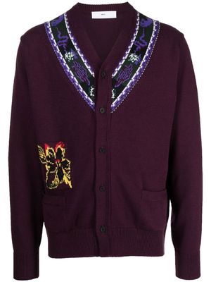 Toga intarsia-knit V-neck cardigan - Purple
