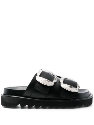Toga Pulla buckle-detail open-toe sandals - BLACK LEATHER