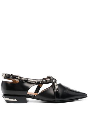 Toga Pulla buckled leather ballerina shoes - Black