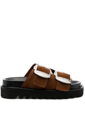 Toga Pulla double-buckle leather sandals - Brown