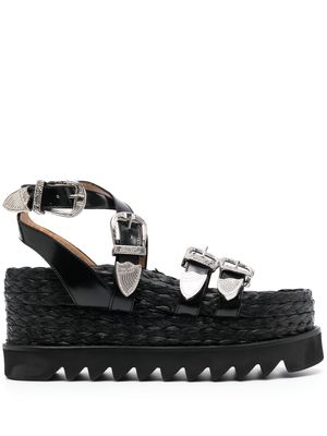 Toga Pulla engraved-buckle platform sandals - Black
