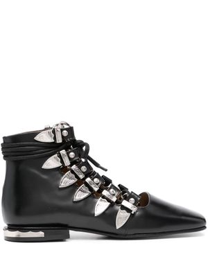 Toga Pulla lace-up leather ankle boots - Black