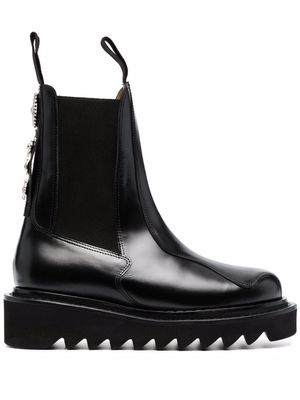 Toga Pulla ridged sole ankle boots - Black