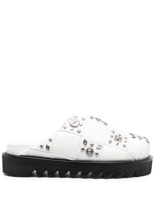 Toga Pulla stud-embellished leather slippers - White