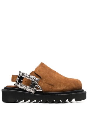 Toga Pulla suede buckle-strap mules - Brown