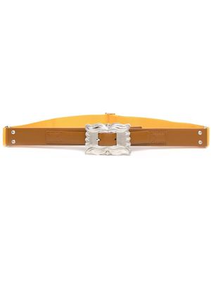 Toga square-buckle leather belt - Yellow
