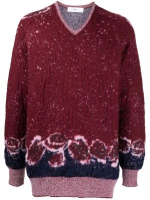 Toga V-neck patterned intarsia-knit sweater - Red