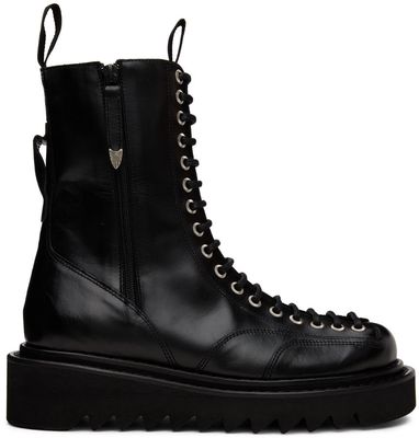 Toga Virilis Black Leather Combat Boots