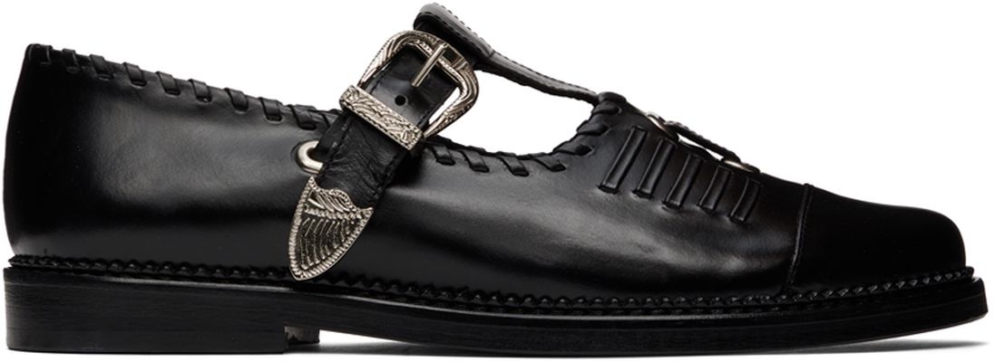Toga Virilis Black Leather Strap Loafers