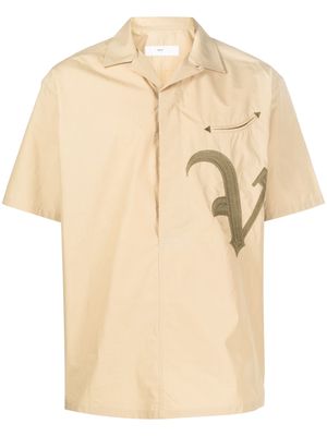 Toga Virilis embroidered-detail short-sleeve shirt - Brown