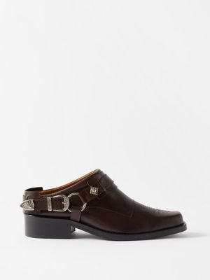 Toga Virilis - Harness Square-toe Leather Boots - Mens - Dark Brown