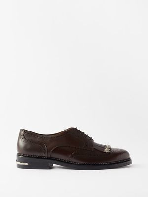 Toga Virilis - Polida Fringed-leather Derby Shoes - Mens - Dark Brown