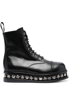 Toga Virilis stud-embellished platform leather boots - Black