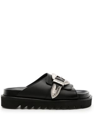 Toga Western-style buckle detail leather sandals - Black