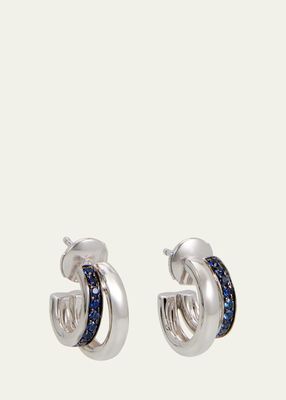 Together 18K White Gold and Sapphire Double Hoop Earrings